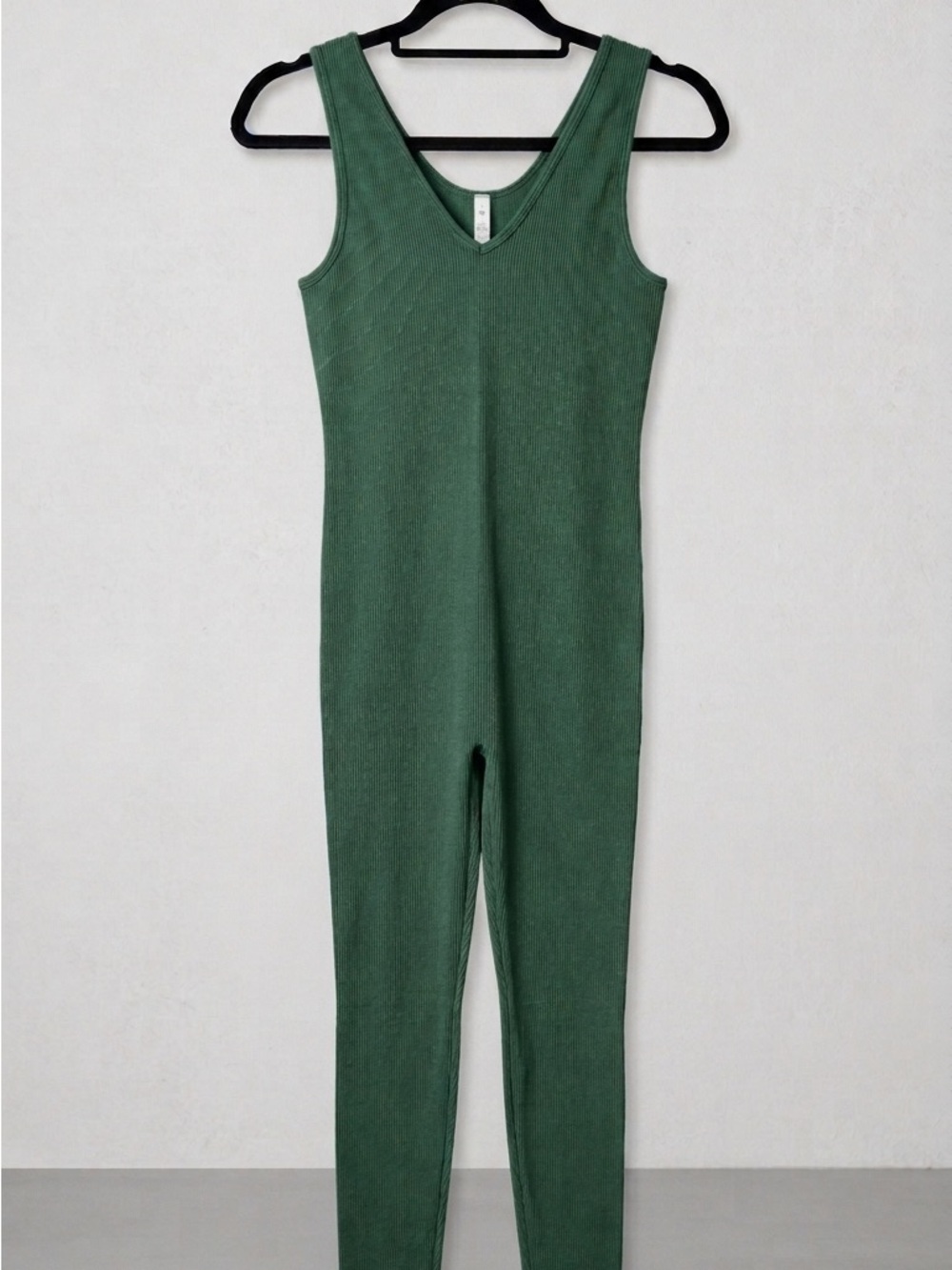 Zenana Outfitters Olive Green Ribbed V-Neck One-Piece